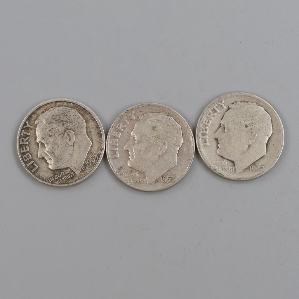 4 US Roosevelt Silver Dimes