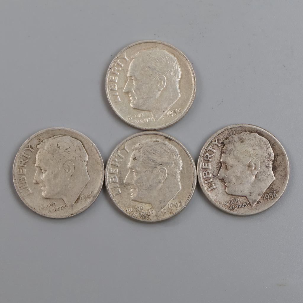 4 US Roosevelt Silver Dimes