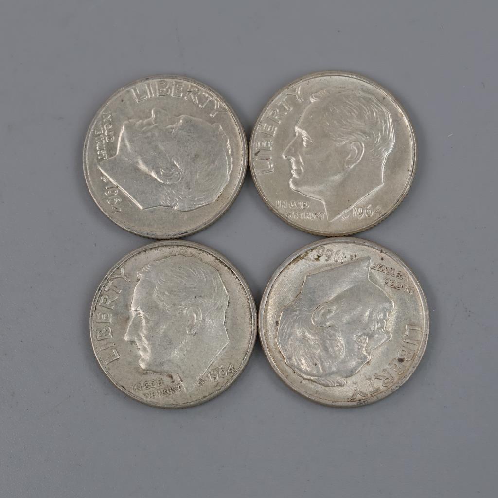 4 US Roosevelt Silver Dimes