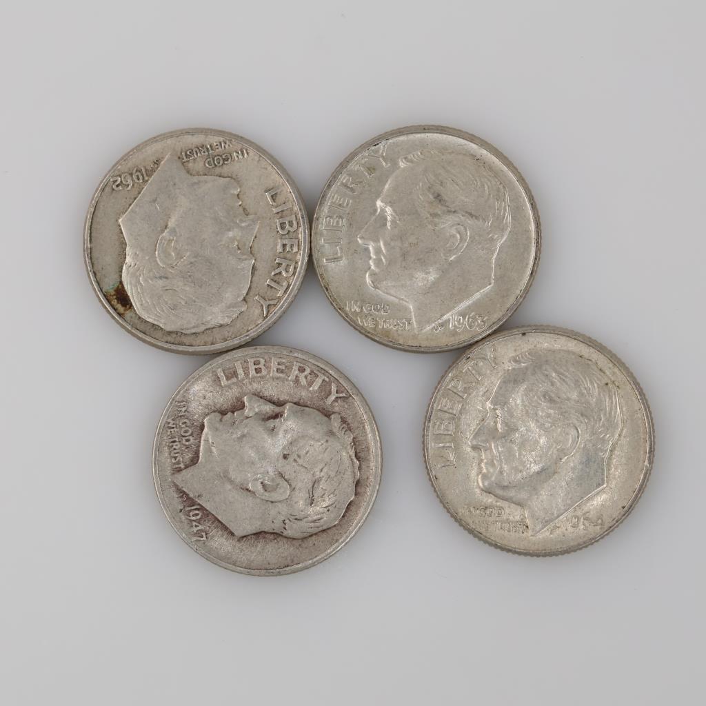 4 US Roosevelt Silver Dimes