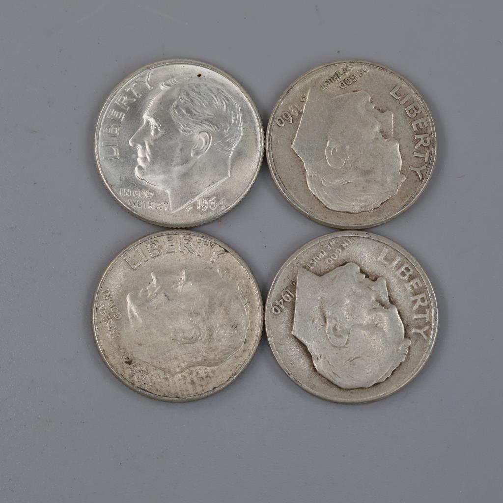 4 US Roosevelt Silver Dimes