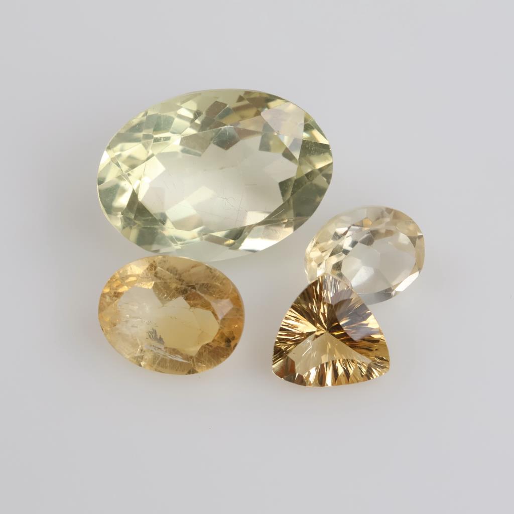 4 Yellow Faceted Loose Jewelry Craft Stones