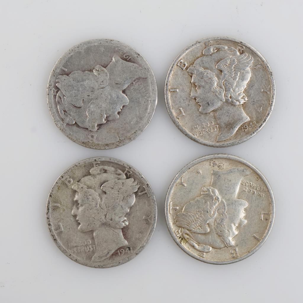 5 US Mercury Silver Dimes