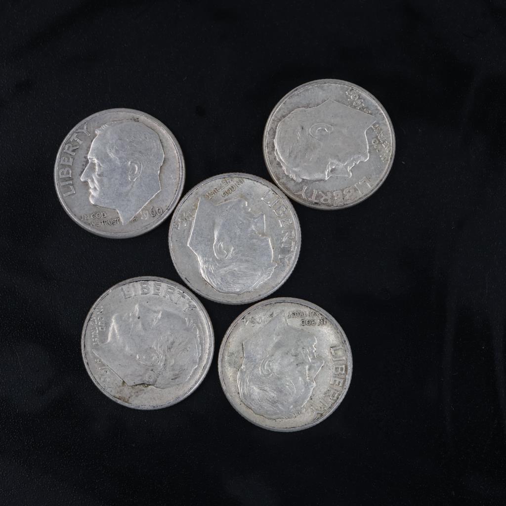 5 US Roosevelt Silver Dimes