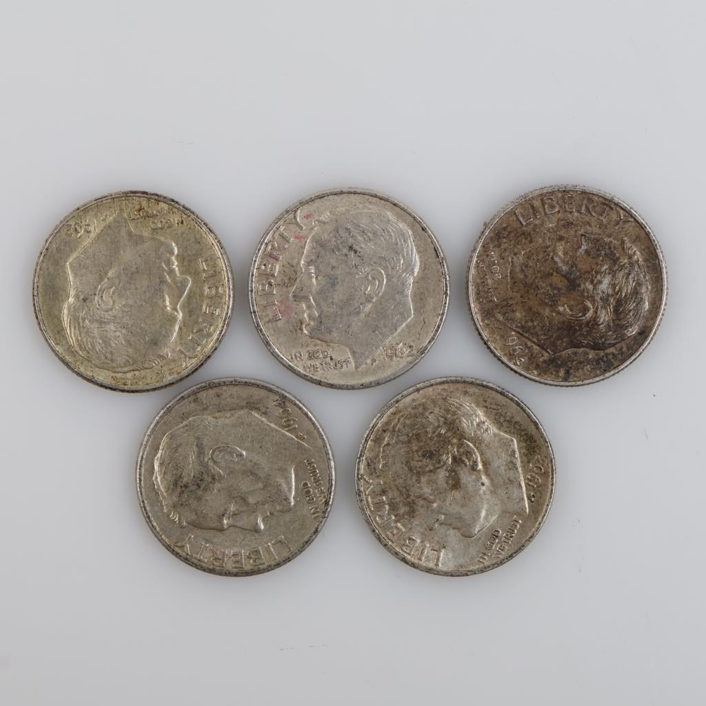 5 US Silver Dimes