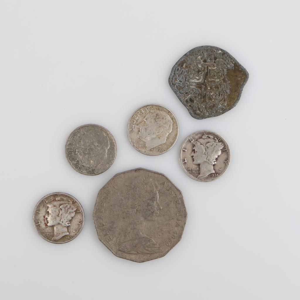 6 US And Foreign Currency, Includes Silver Coins