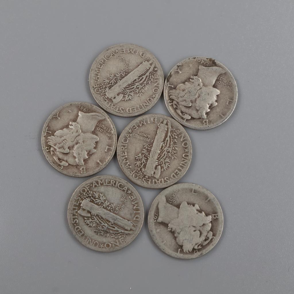 6 US Silver Mercury Dimes | Property Room
