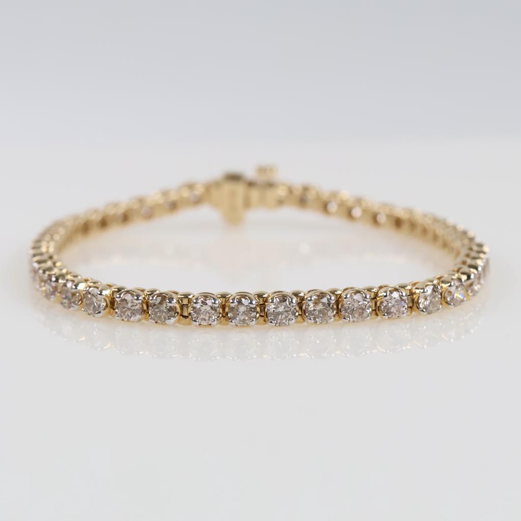 6.75cts TW Diamond 10kt Gold Tennis Bracelet-Evaluated By Our Certified Gemologist-AGS/GIA