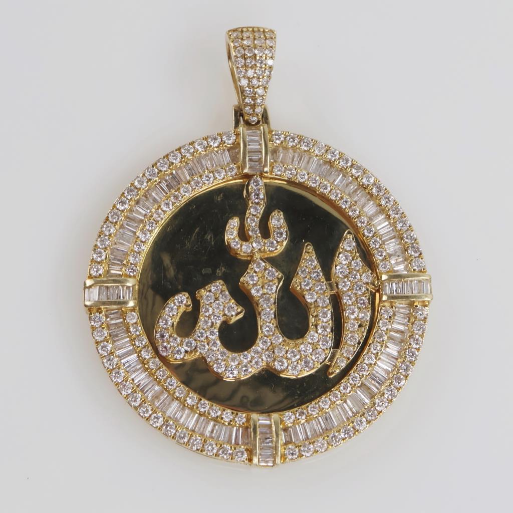 6.88cts TW Diamond 14kt Gold Disc Pendant-Evaluated By Our Certified Gemologist-AGS/GIA
