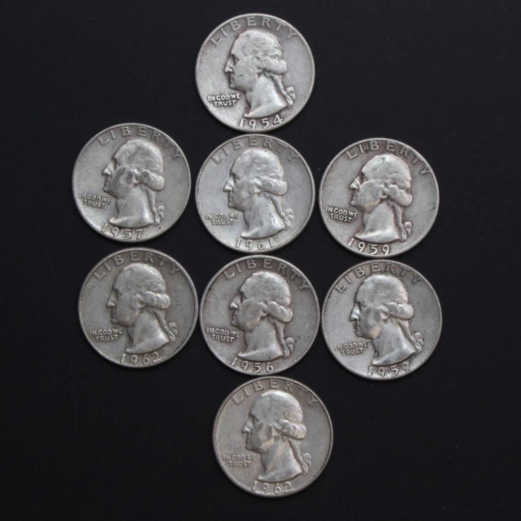 7 Silver US Quarters Property Room