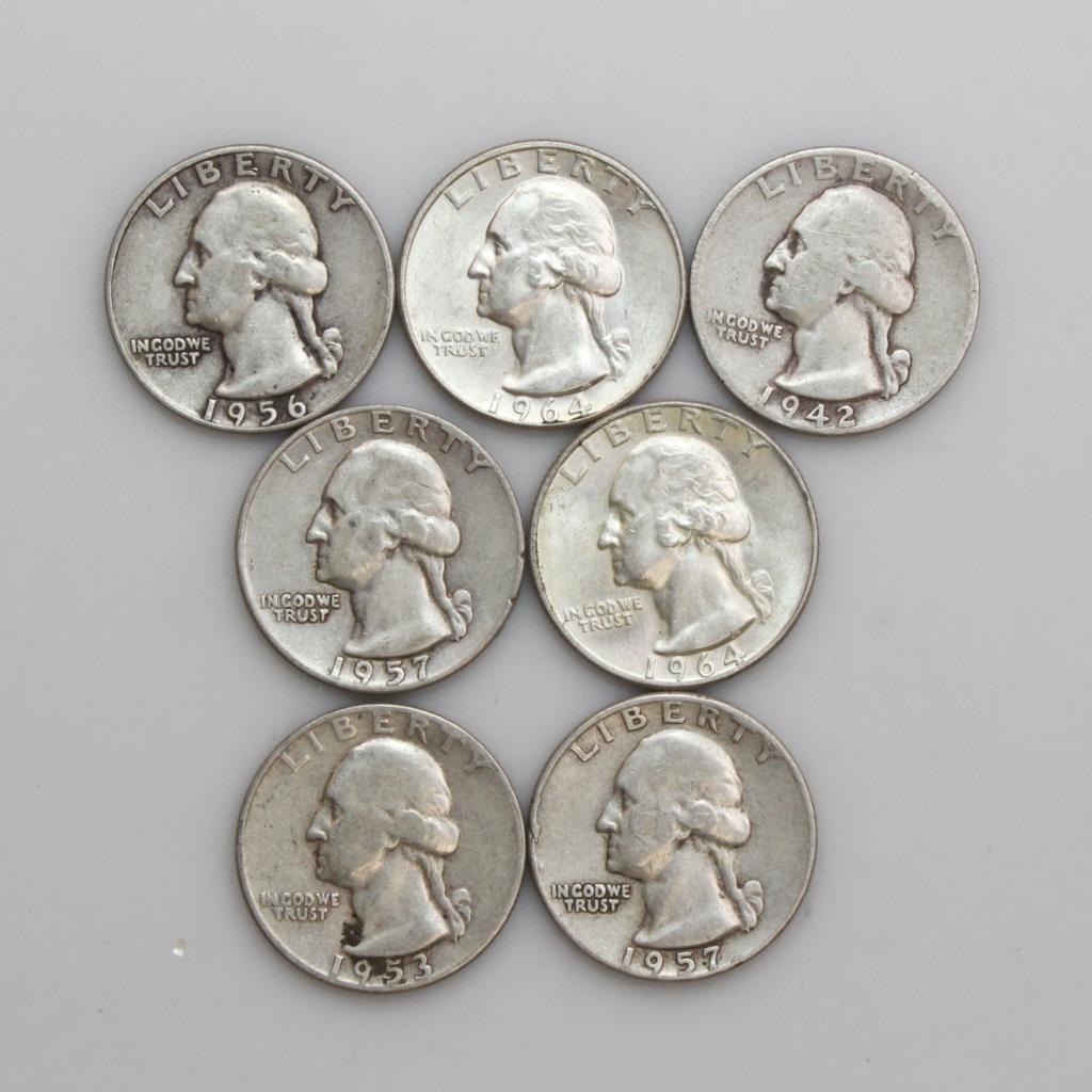 7 Silver US Quarters Property Room