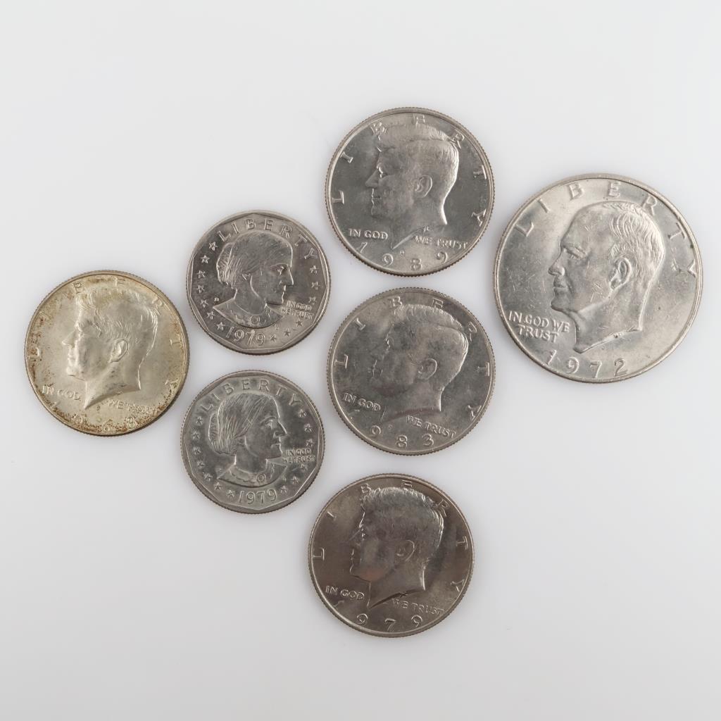 7 US Coins, Includes 1 Silver Clad Half Dollar