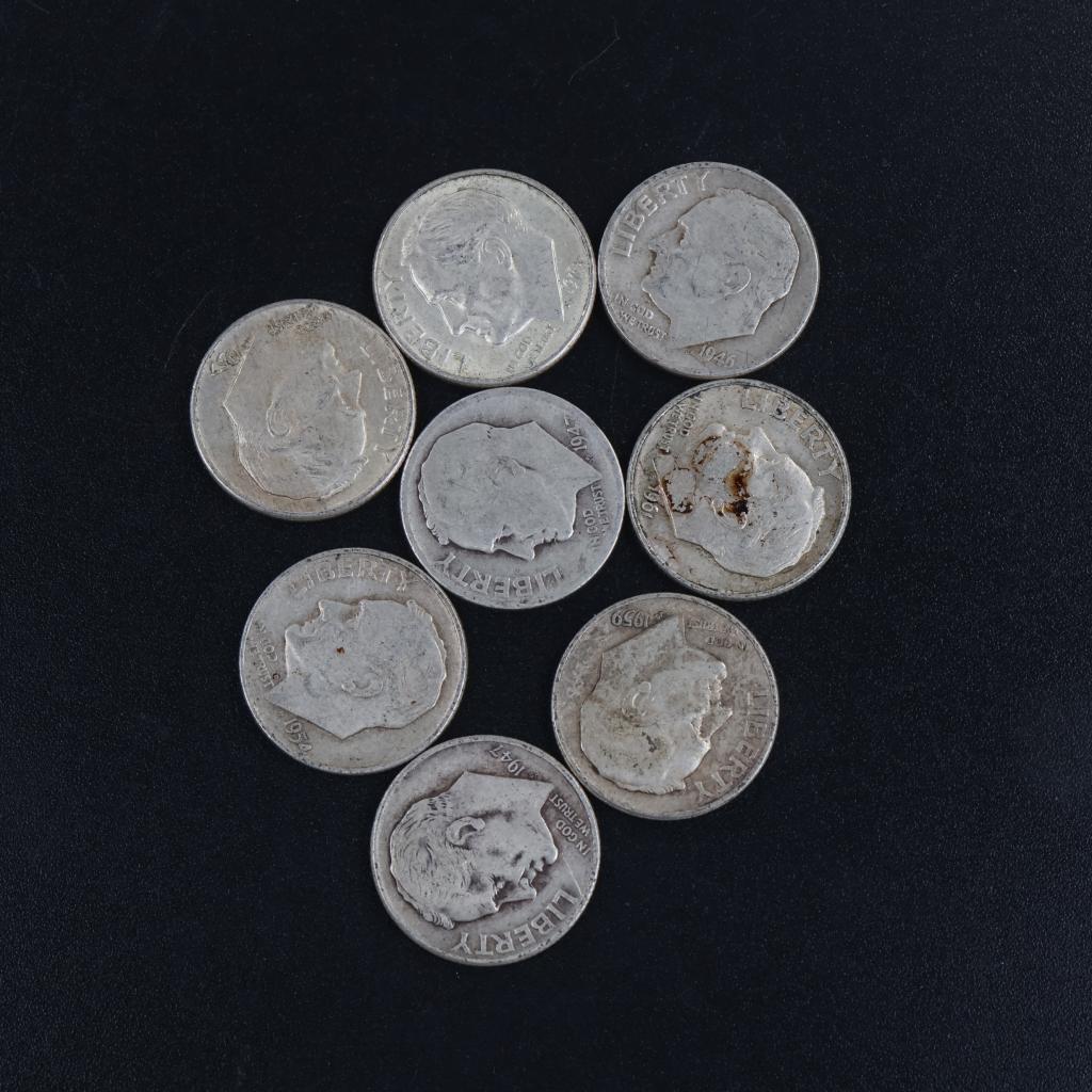 8 US Silver Dimes