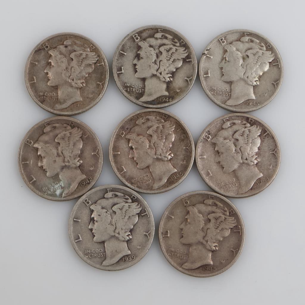 8 US Silver Mercury Dimes | Property Room
