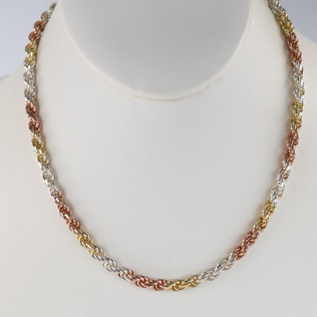 .800 -.900 Silver Twisted Rope Chain Necklace