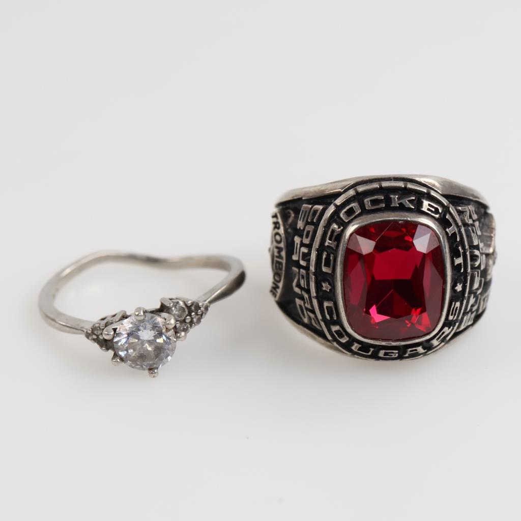 .800 Silver Rings, 2 Pieces