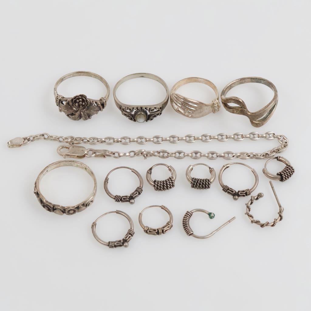 .800-.900 Silver Jewelry, 15 Pieces