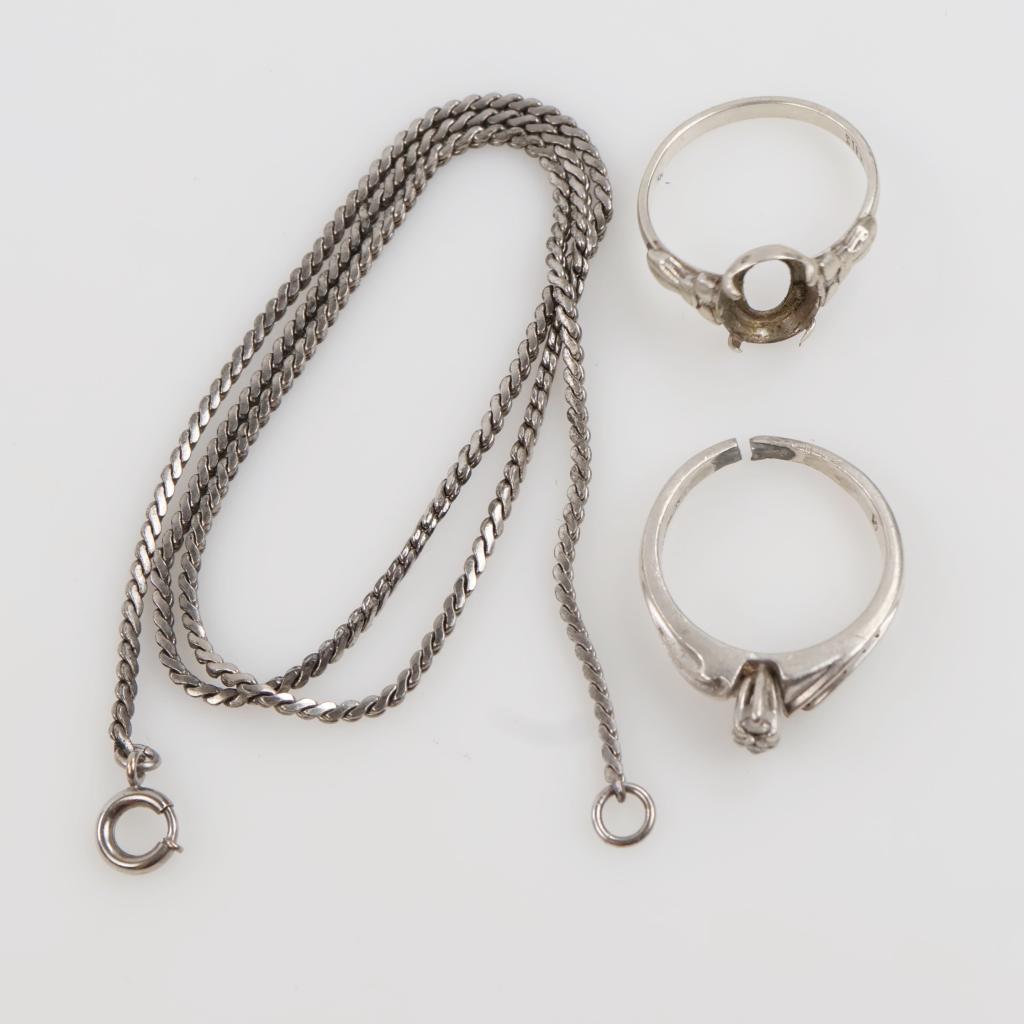 .800-.900 Silver Jewelry, 3 Pieces