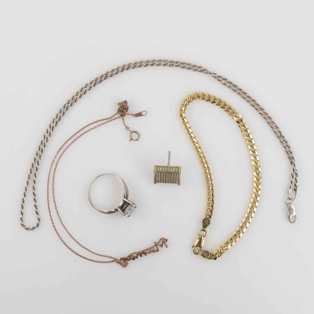 .800-.900 Silver Jewelry, 5 Pieces