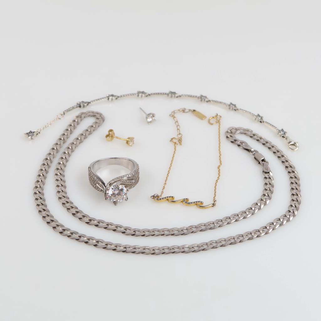 .800-.900 Silver Jewelry, 6 Pieces