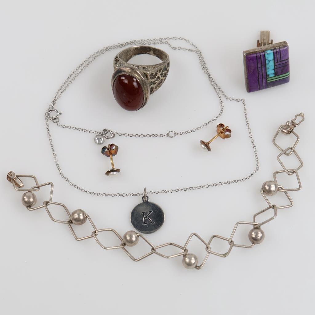 .800-.900 Silver Jewelry, 6 Pieces