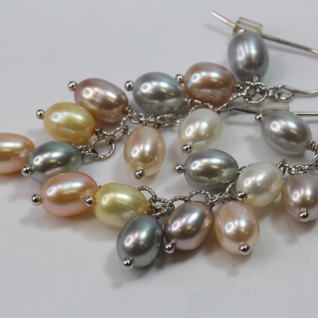 8 82g Silver Earrings With Multicolored Pearls Property Room 8 82g Silver Earrings With Multicolored Pearls