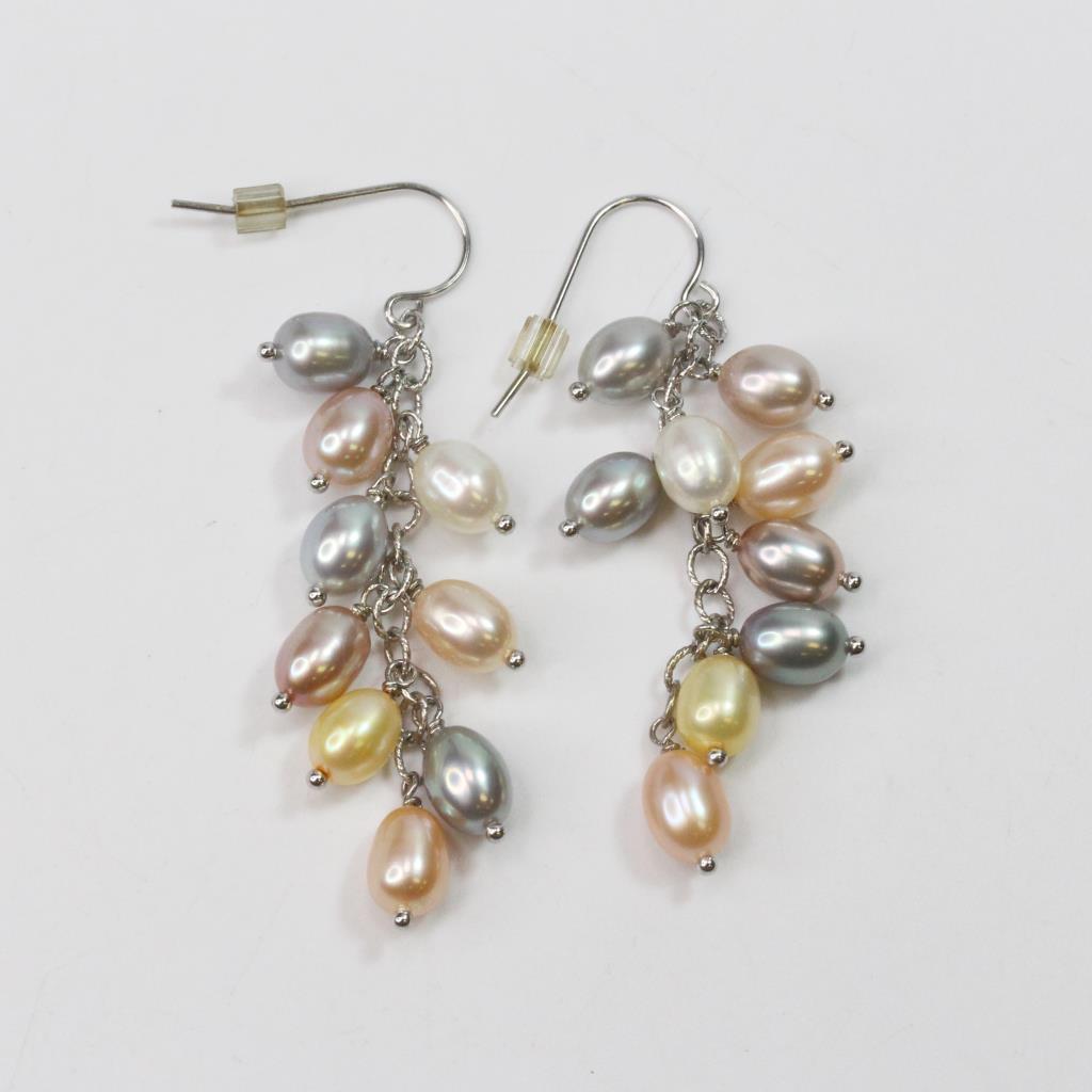 8 82g Silver Earrings With Multicolored Pearls Property Room 8 82g Silver Earrings With Multicolored Pearls