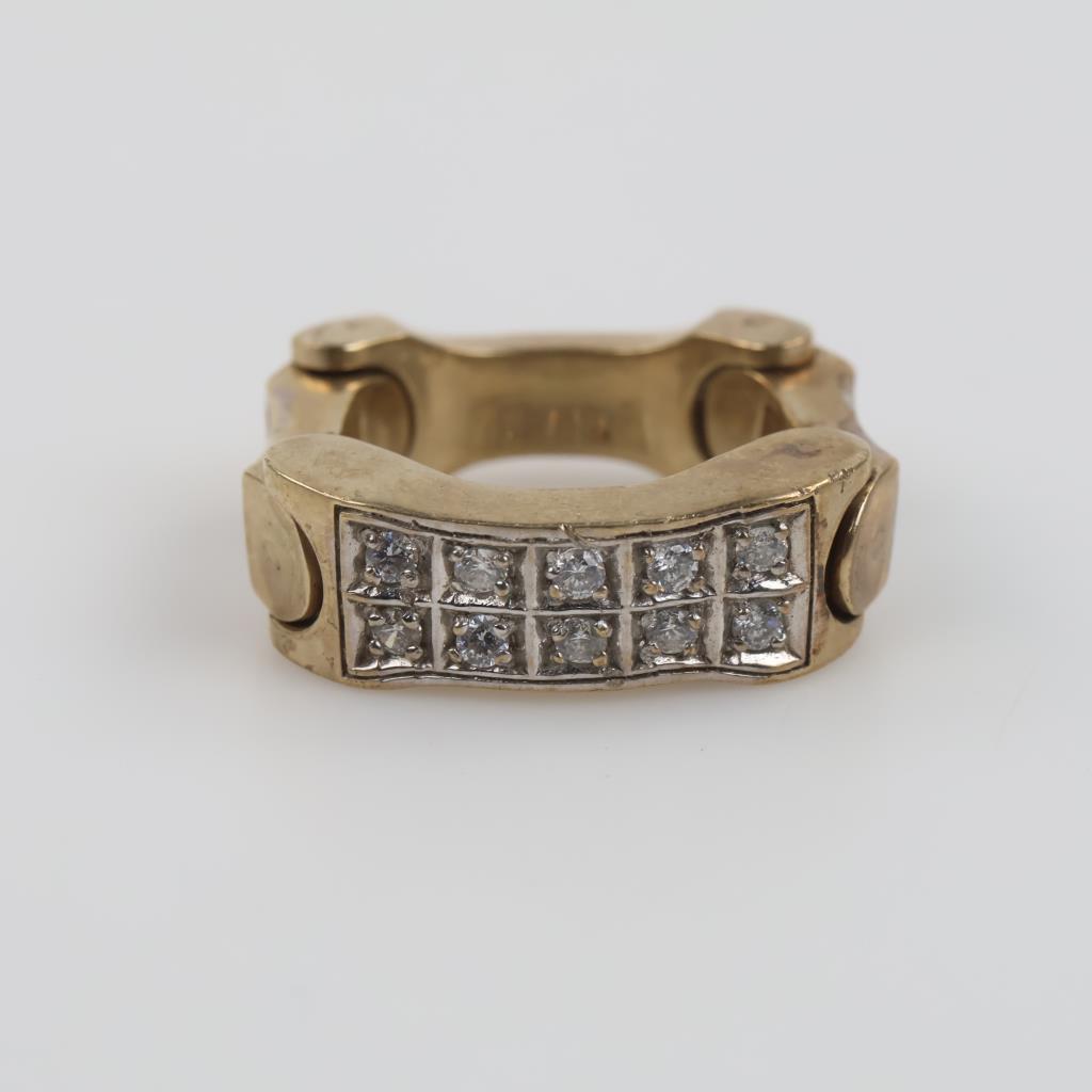 Heavy Ring 8kt Gold Clear Stone Heavy Bar Ring | Property Room