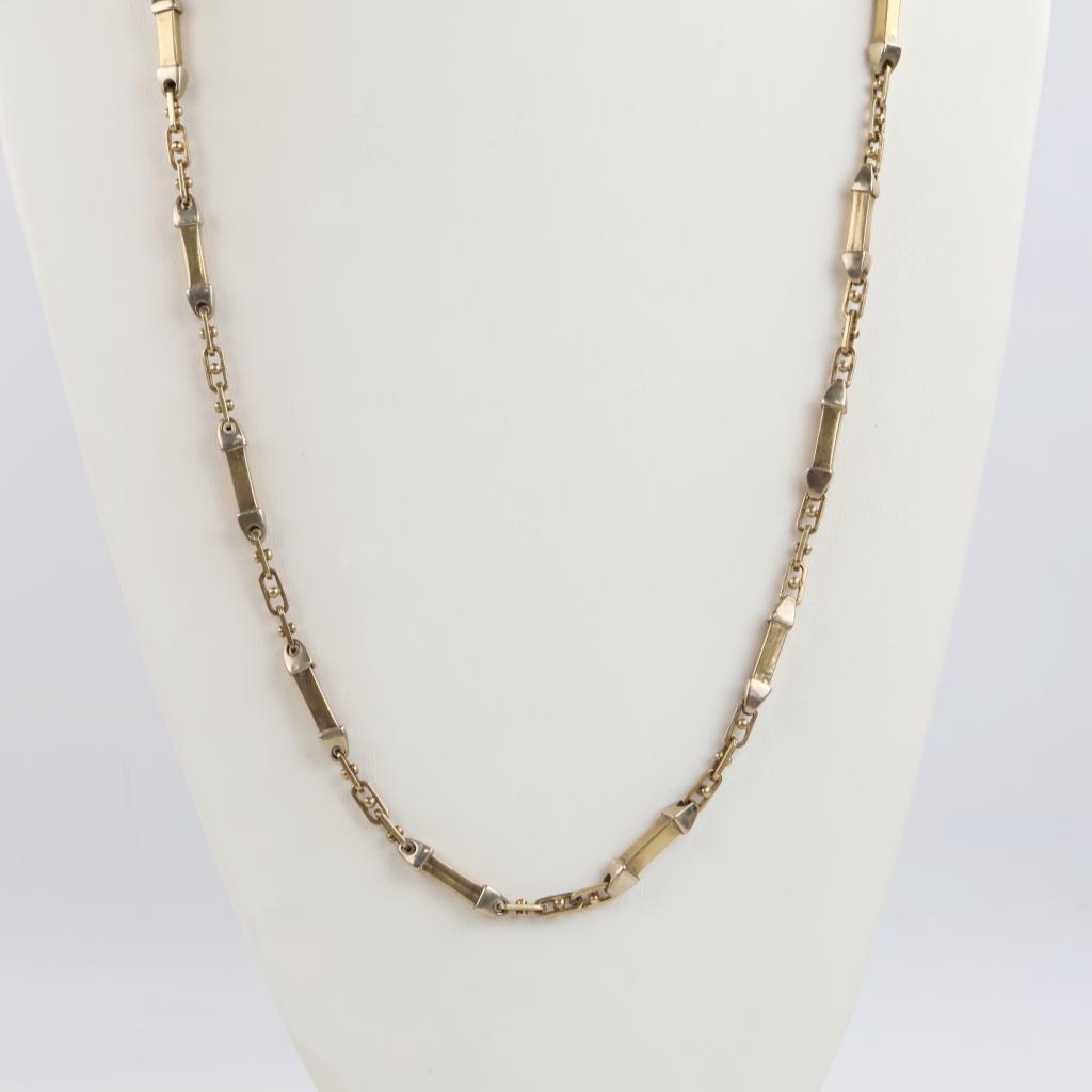 8kt Gold Hollow Bar & Link Necklace