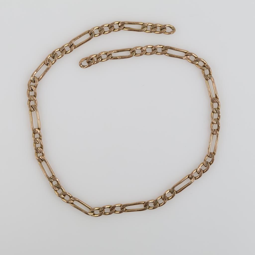 8kt Gold Hollow Figaro Link Necklace
