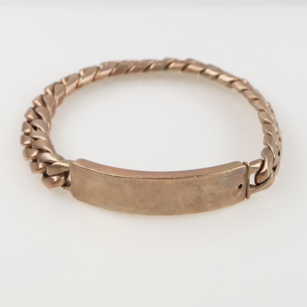 8kt Rose Gold Curb Link Chain ID Bracelet