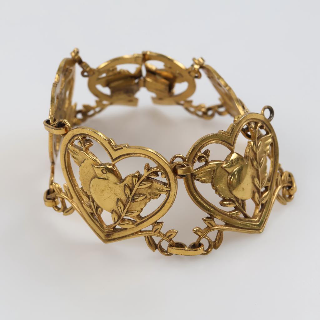 .900 Silver Heart Panel Bracelet