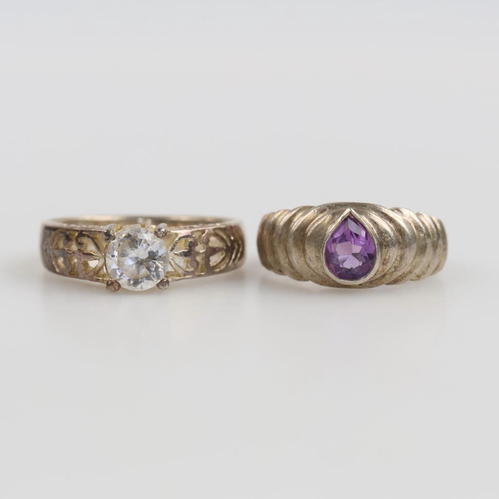 .900 Silver Rings, 2 Pieces