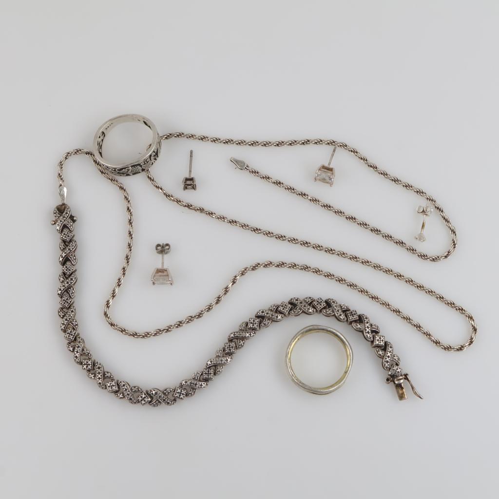 .900-.800 Silver Jewelry, 8 Pieces