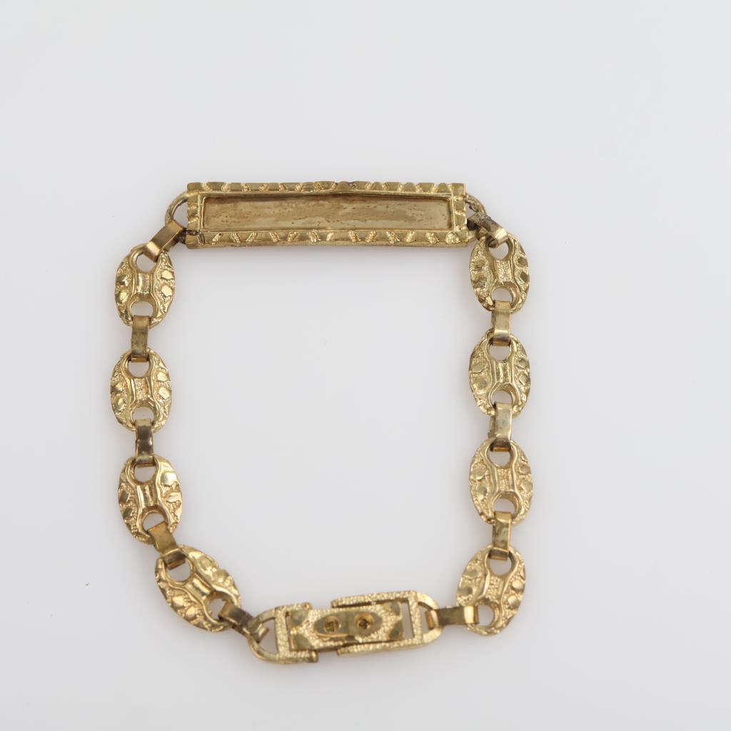 9kt Gold Anchor Chain Name Plate Bracelet