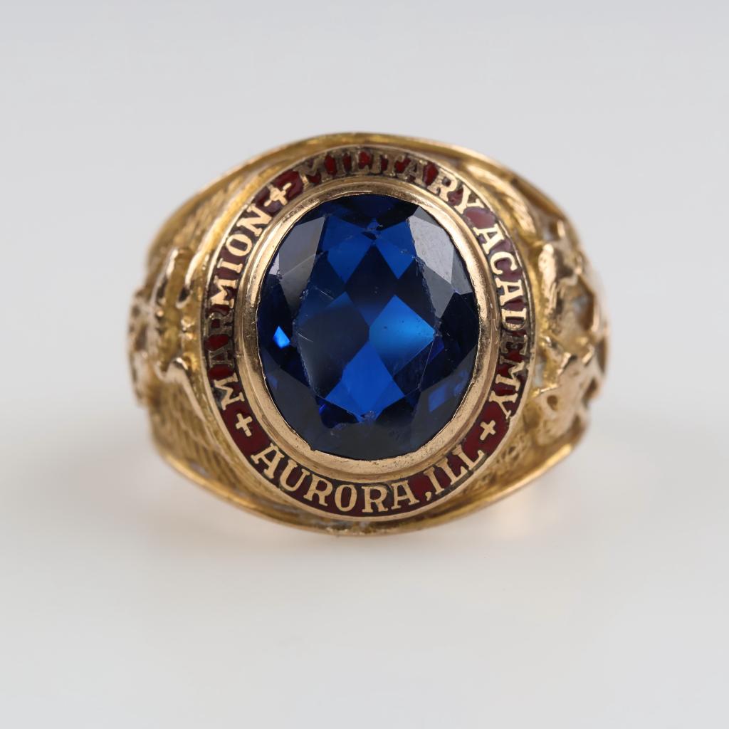 9kt Gold Blue Stone Military Class Ring
