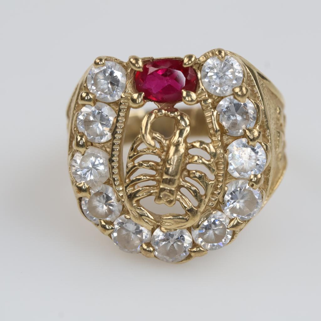 9kt Gold Clear Stone Pink Stone Ring