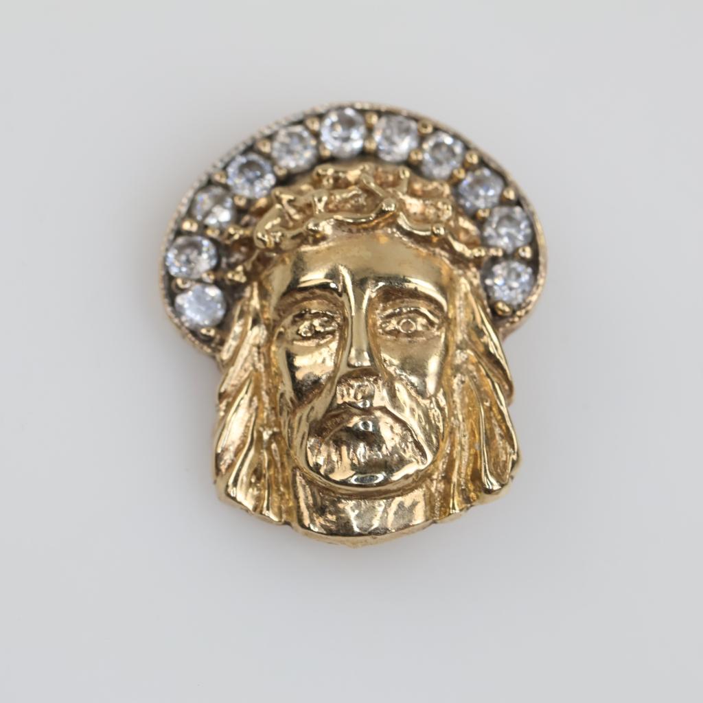 9kt Gold Clear Stone Religious Earring