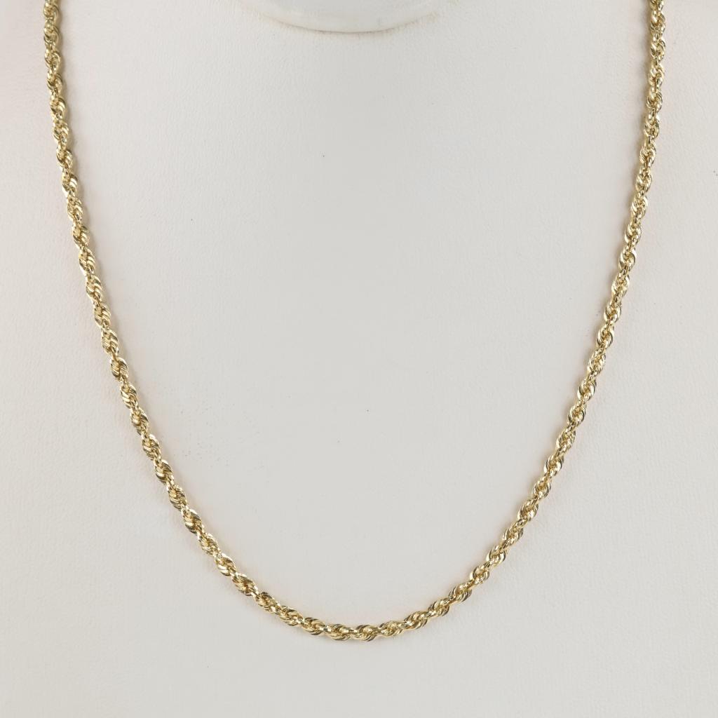 9kt Gold Hollow Rope Link Necklace