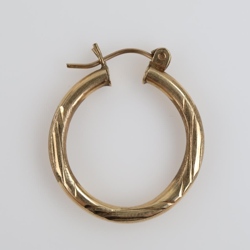 9kt Gold Hollow Single Hoop Earring