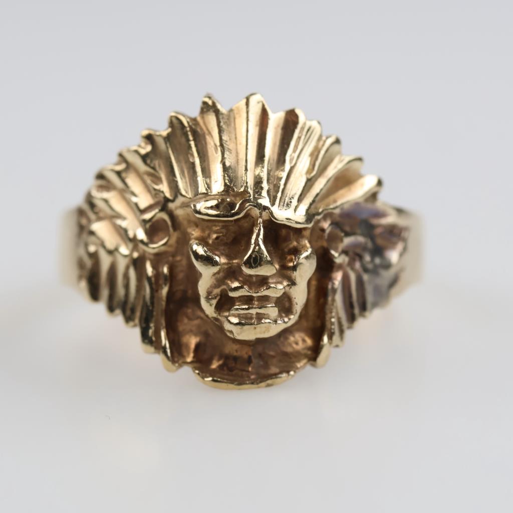 9kt Gold Indian Head Ring