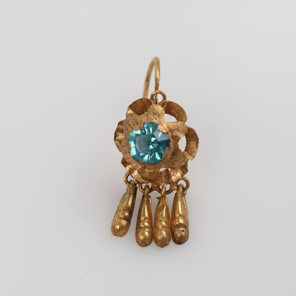 9kt Gold Light Blue Stone Drop Earring