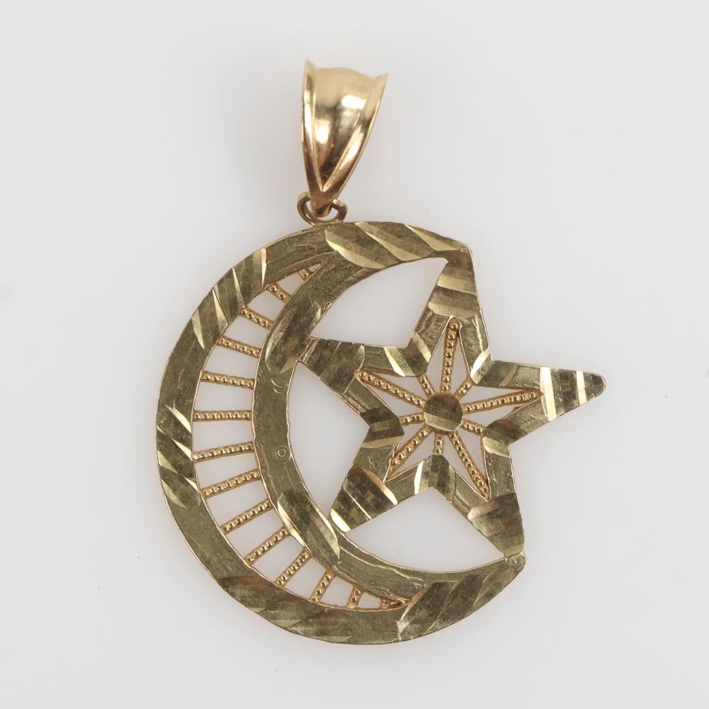 9kt Gold Moon Star Pendant