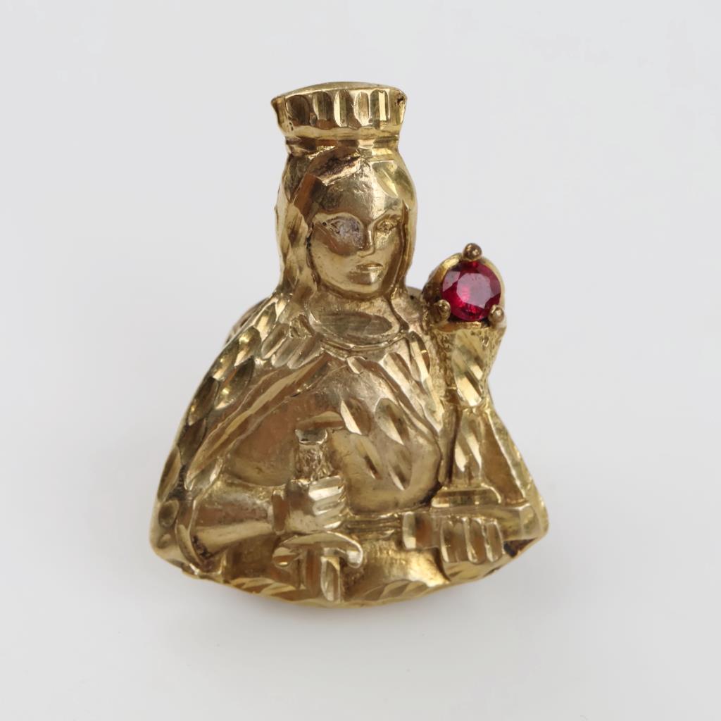 9kt Gold Red Stone Religious Ring