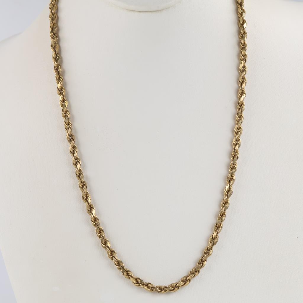 9kt Gold Twisted Rope Chain Link Necklace