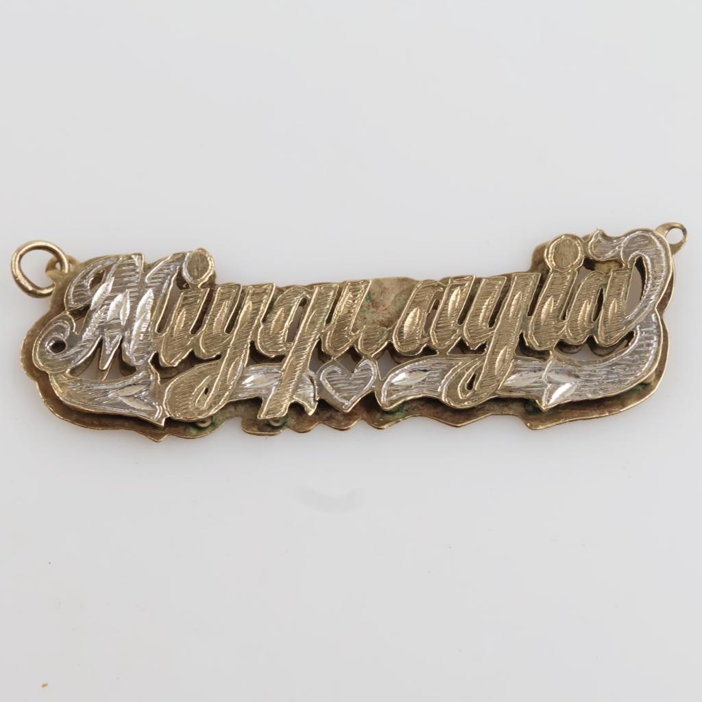 9kt Gold Two-tone Cursive ID Pendant
