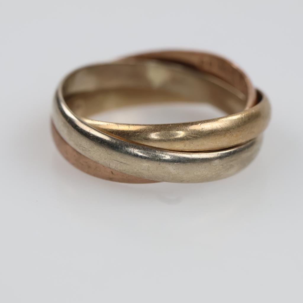 9kt Tri-Color Gold Rolling Ring