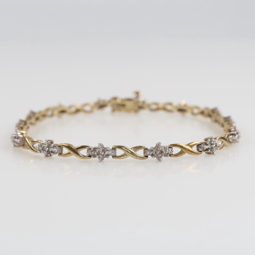 9kt Two Tone Gold Diamond Bracelet