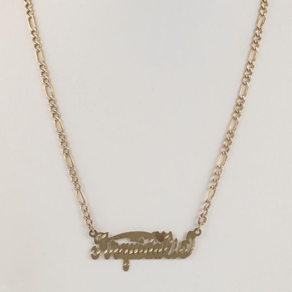 9kt Two Tone Gold Hollow Figaro Link Necklace