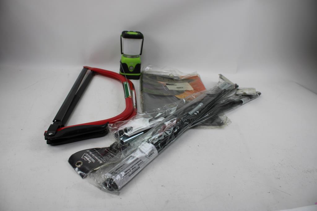 Ace 21" Bow Saw, Eureka Large Floor Saver, TexSport Replacement Tent Pole Kit , 7 Pieces